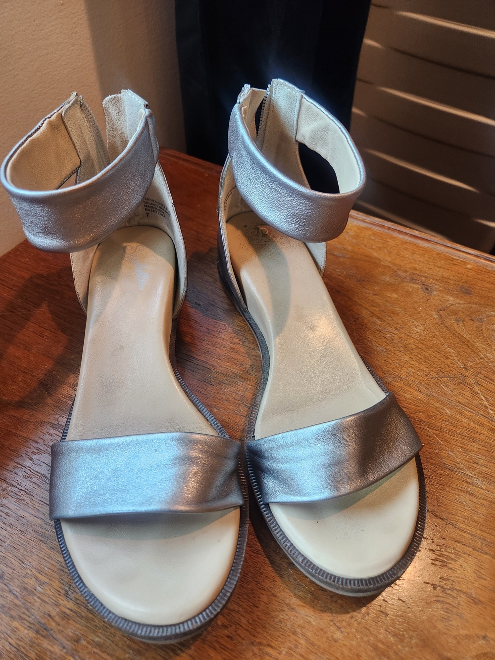 Seychelles Metallic Silver Ankle-Strap Sandals